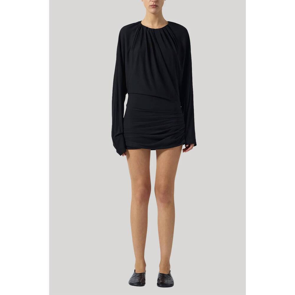 NEW KALLMEYER rickie ruched matte jersey mini dress in black